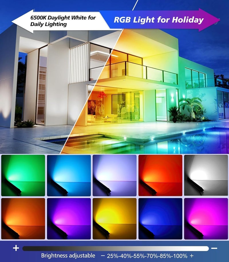 meikee 42W RGBW Wall Washer Light, 3350lm, IP66 Waterproof Wash Light Bar with Remote, Color Changing Wash Flood Strip Lighting for Stage Party Wedding Christmas Decoration 2 Pack - Image 3